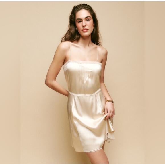 Reformation Dresses & Skirts - NWOT Reformation Womens Cocktail Party Irene 100% Silk Slip Mini Dress‎ Size 10